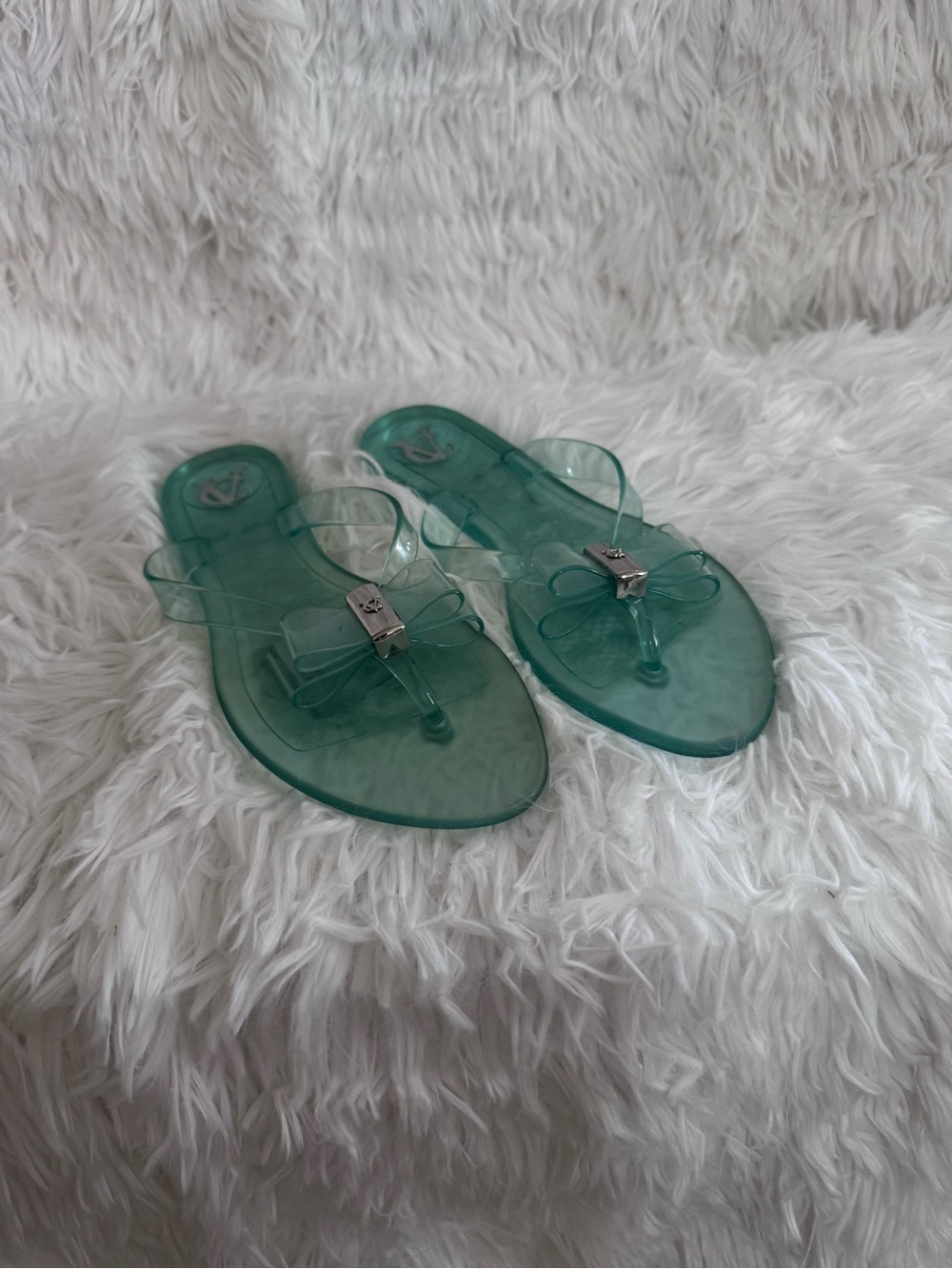 Vince Camuto Seafoam Green Jelly Bow Sandals - Picture 2 of 3